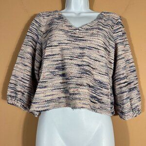 Madewell Multicolor Puff Sleeve Cropped Top/Sweater Women's M